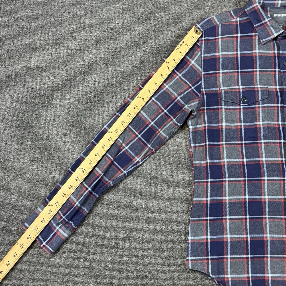 Bonobos Flannel Button Up Shirt Plaid Slim Fit Long Sleeve Men's Size Medium - Picture 9 of 10